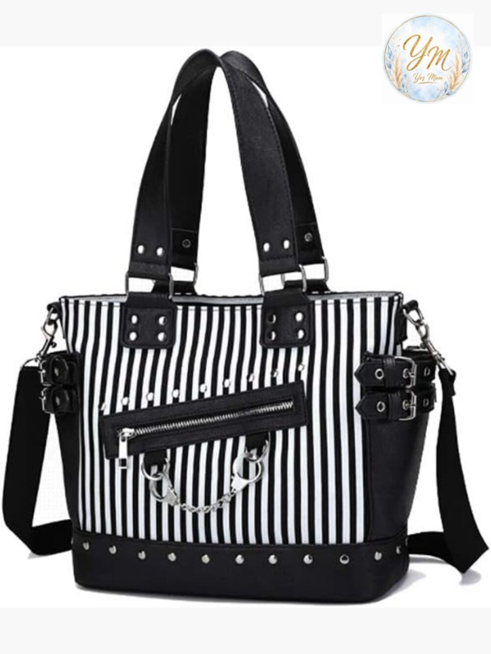 Punk Rivet Handbag Large Capacity Tote with Shoulder Strap